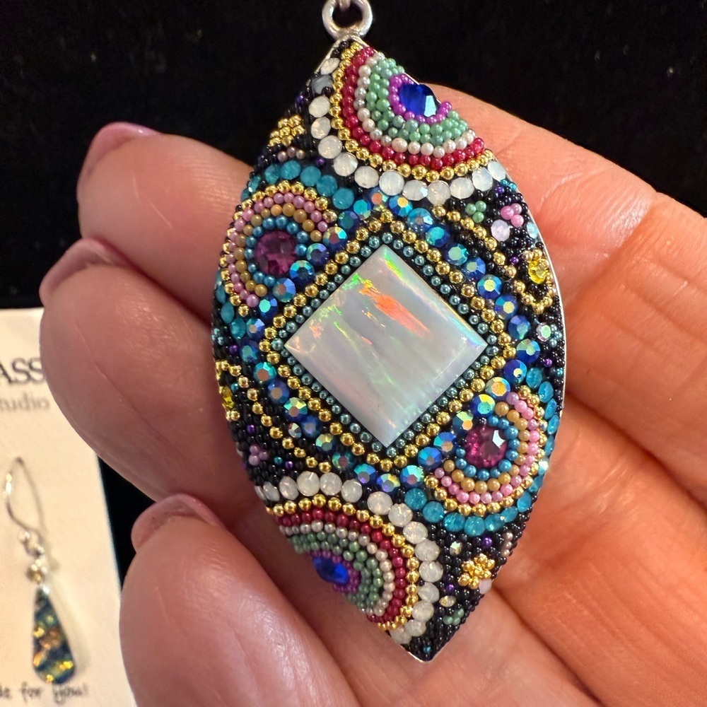NWT Mosaico Austrian Crystal Dichroic Glass necklace & earrings 💕💕 new line! 💕💕 - Picture 13 of 13